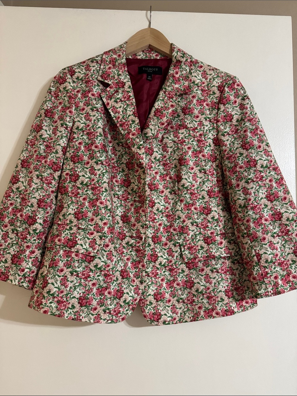 Talbots Pink and Cream Floral Blazer Jacket